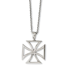 Stainless Steel Polished Cross Pendant Necklace 18in by Sophia Jewelers