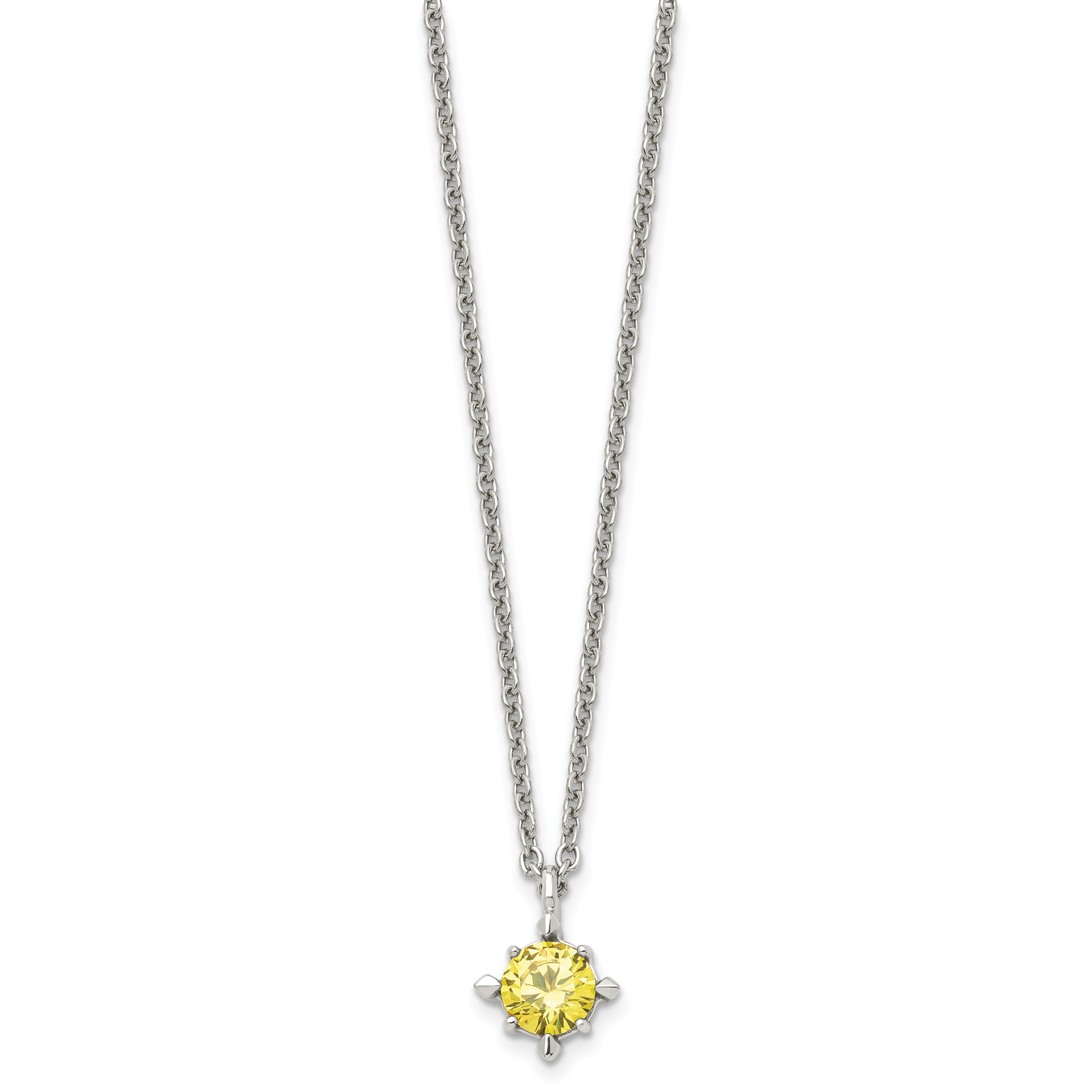Sophia Jewelers Stainless Steel Yellow CZ Polished Necklace 18 Elegant Women's Accessory