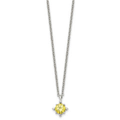 Sophia Jewelers Stainless Steel Yellow CZ Polished Necklace 18 Elegant Women's Accessory