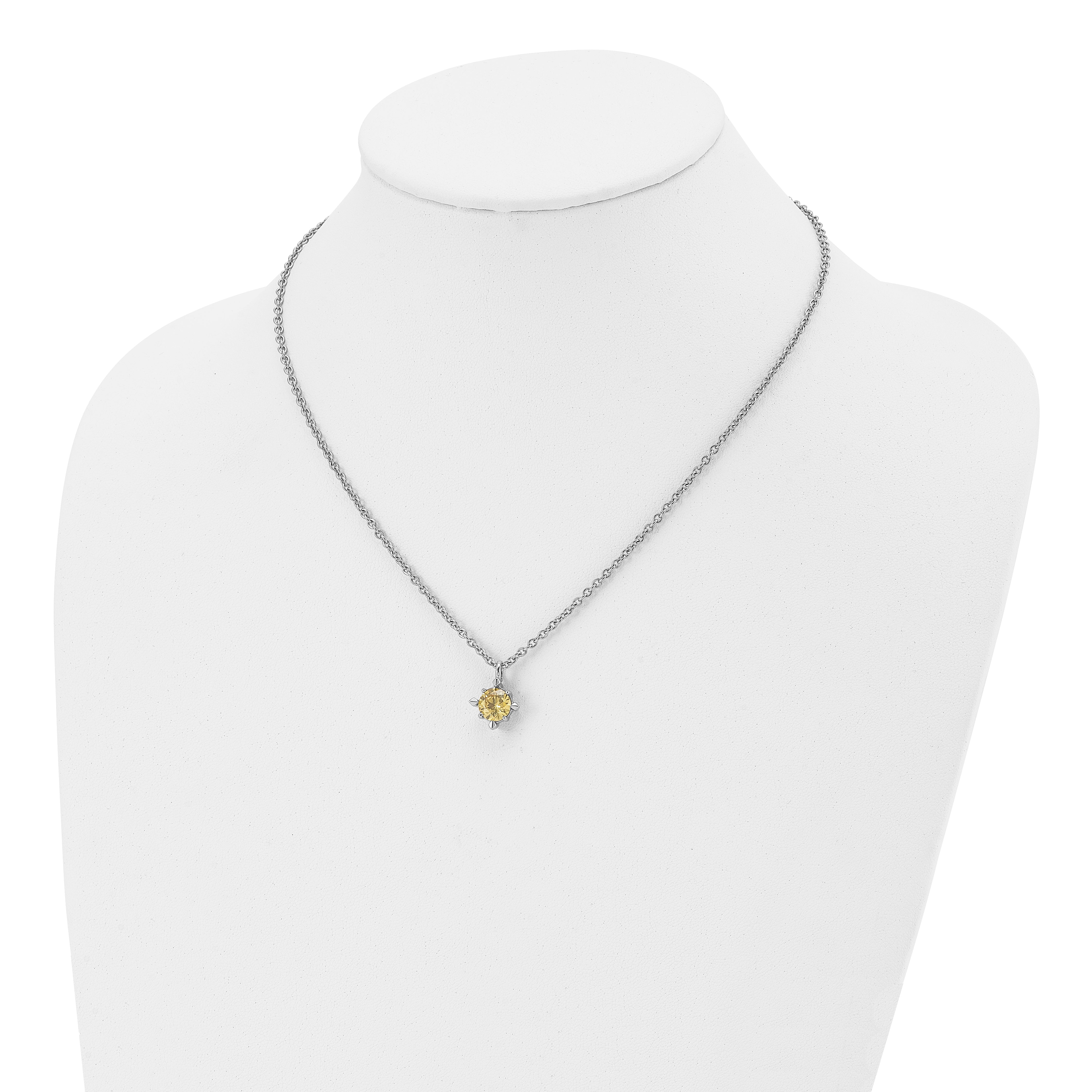 Sophia Jewelers Stainless Steel Yellow CZ Polished Necklace 18 Elegant Women's Accessory