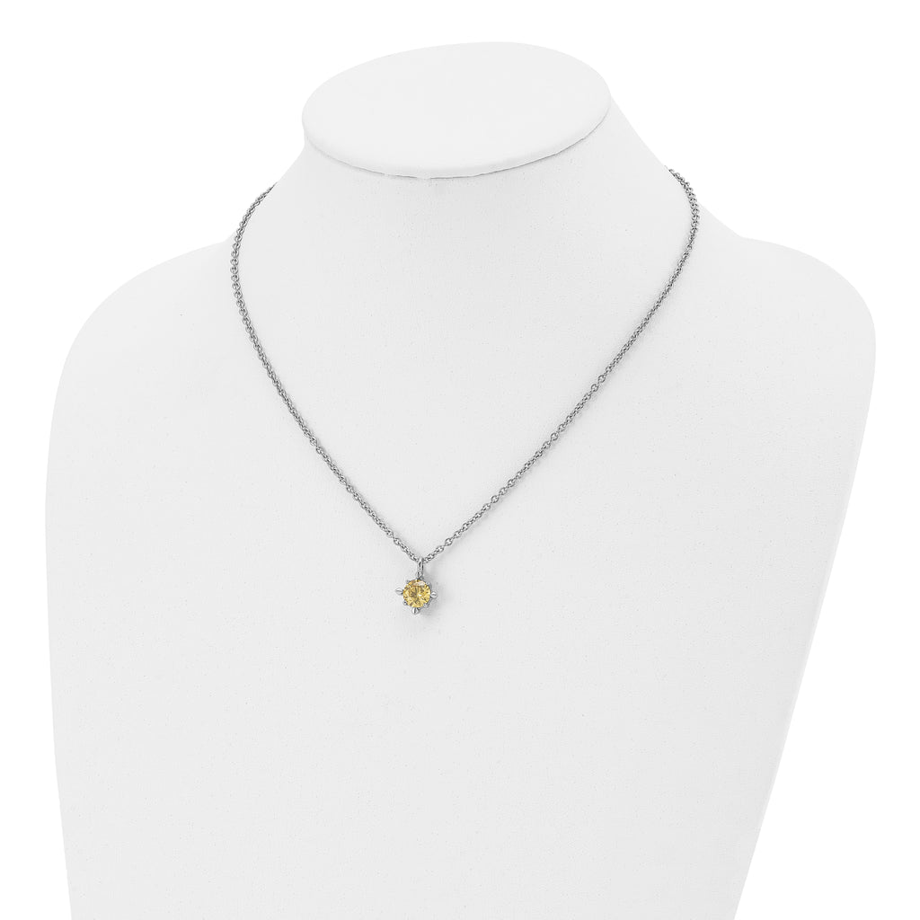 Sophia Jewelers Stainless Steel Yellow CZ Polished Necklace 18 Elegant Women's Accessory