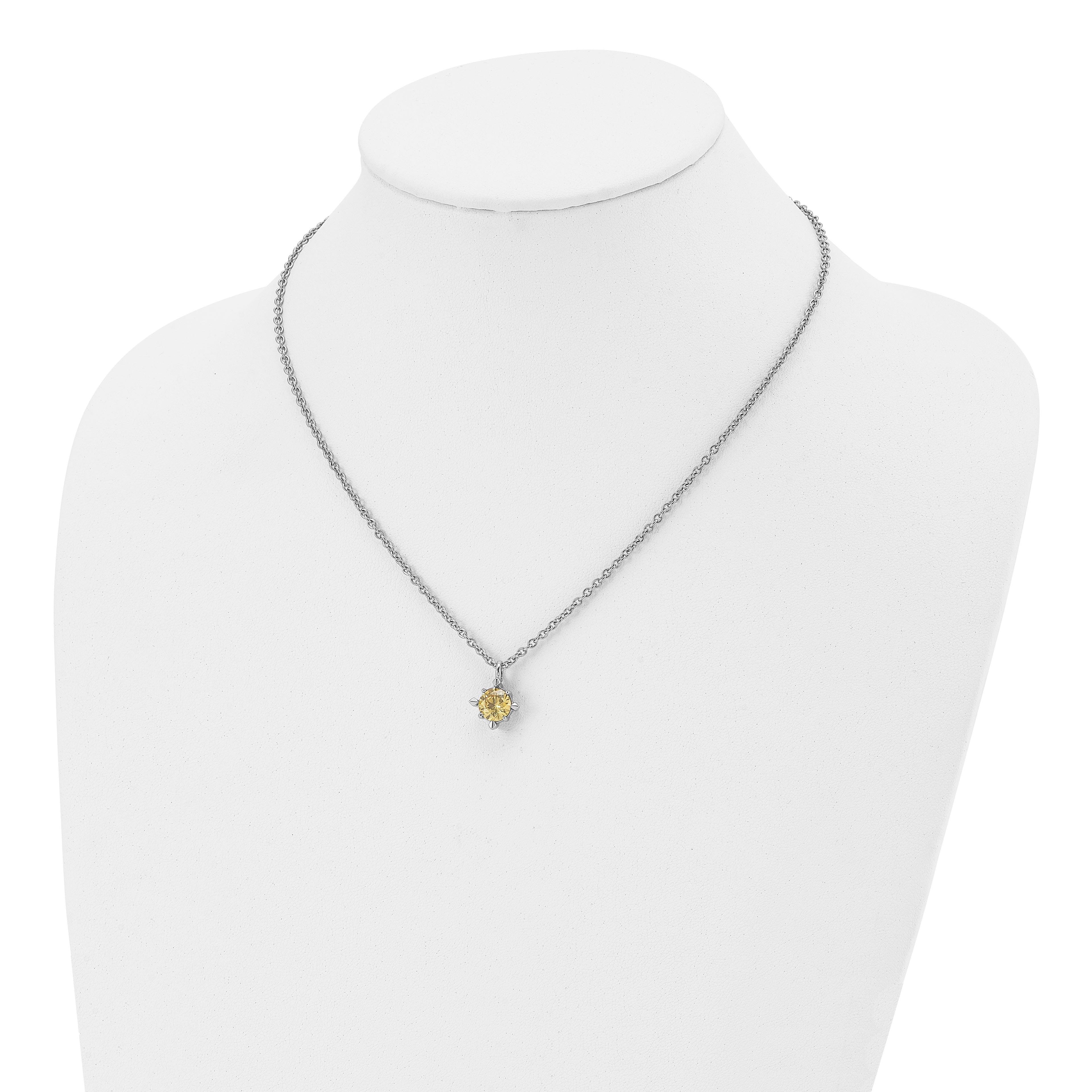 Sophia Jewelers Stainless Steel Yellow CZ Polished Necklace 18 Elegant Women's Accessory
