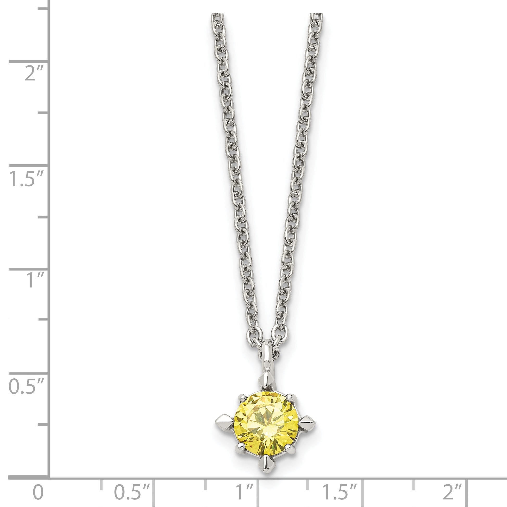 Sophia Jewelers Stainless Steel Yellow CZ Polished Necklace 18 Elegant Women's Accessory