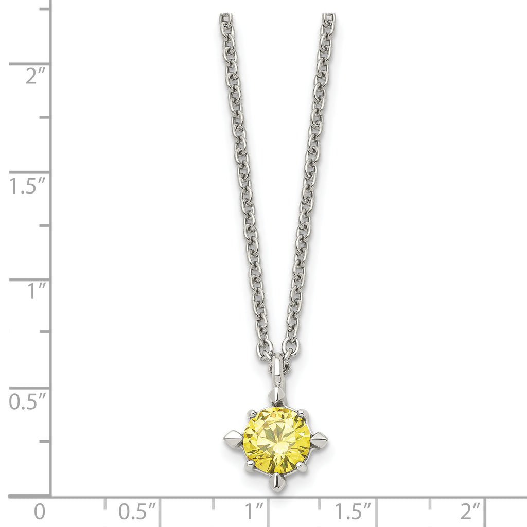Sophia Jewelers Stainless Steel Yellow CZ Polished Necklace 18 Elegant Women's Accessory