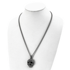 Sophia Jewelers Men's Antiqued Stainless Steel Skull Pendant Necklace Gift Ready