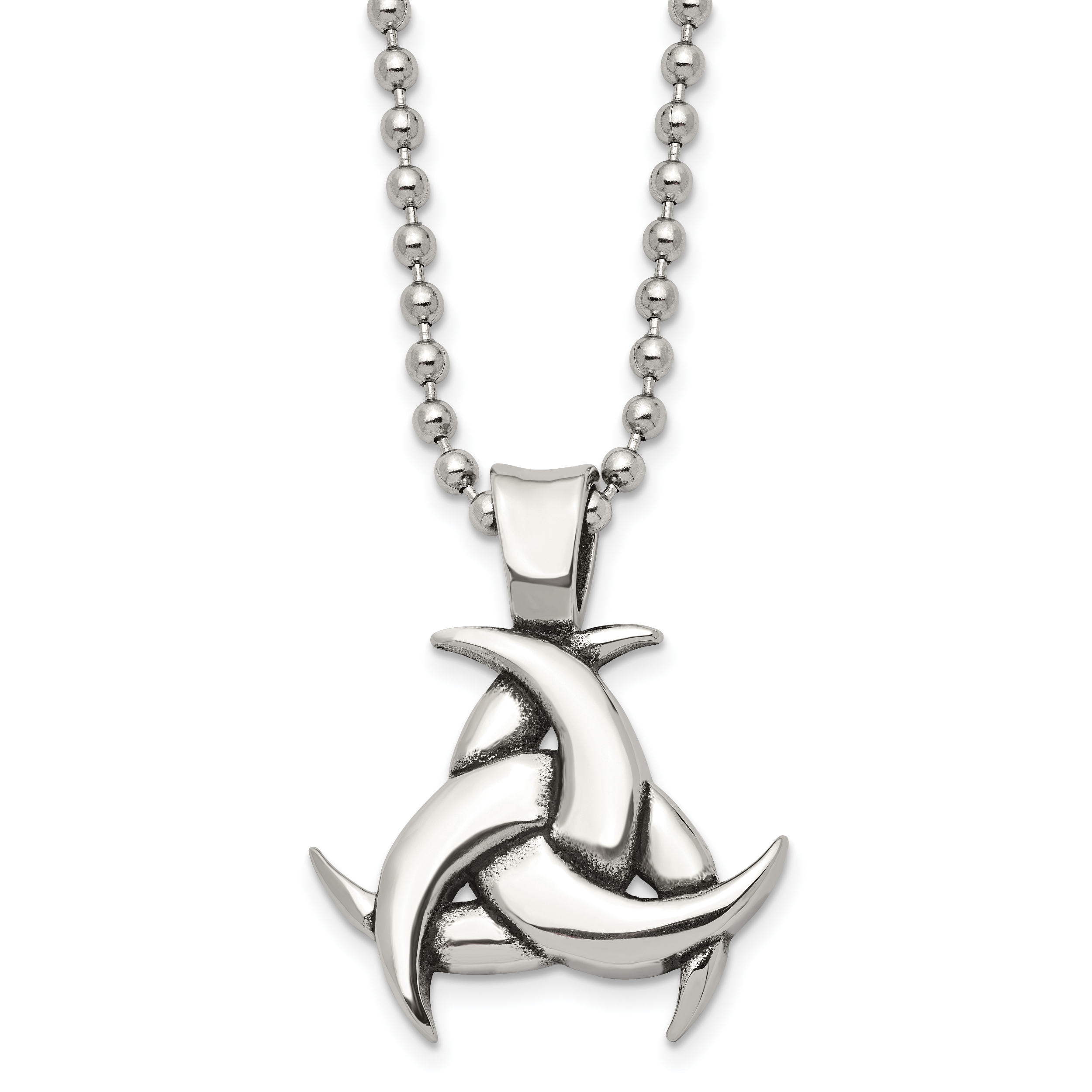 Chisel Stainless Steel Antiqued and Polished Celtic Knot Pendant on a 22 inch Ball Chain Necklace Main image