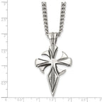 Stainless Steel Dagger Cross Pendant Necklace with Polished Antiqued Finish