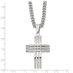 Men's Stainless Steel Cross Necklace with Brushed & Polished Finish 24 Curb Chain
