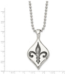 Men's Stainless Steel Fleur-de-lis Necklace with Polished Antiqued Finish