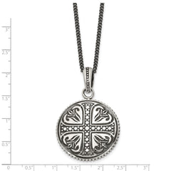 Sophia Jewelers Men's Stainless Steel Cross Necklace Polished & Antiqued, 22in