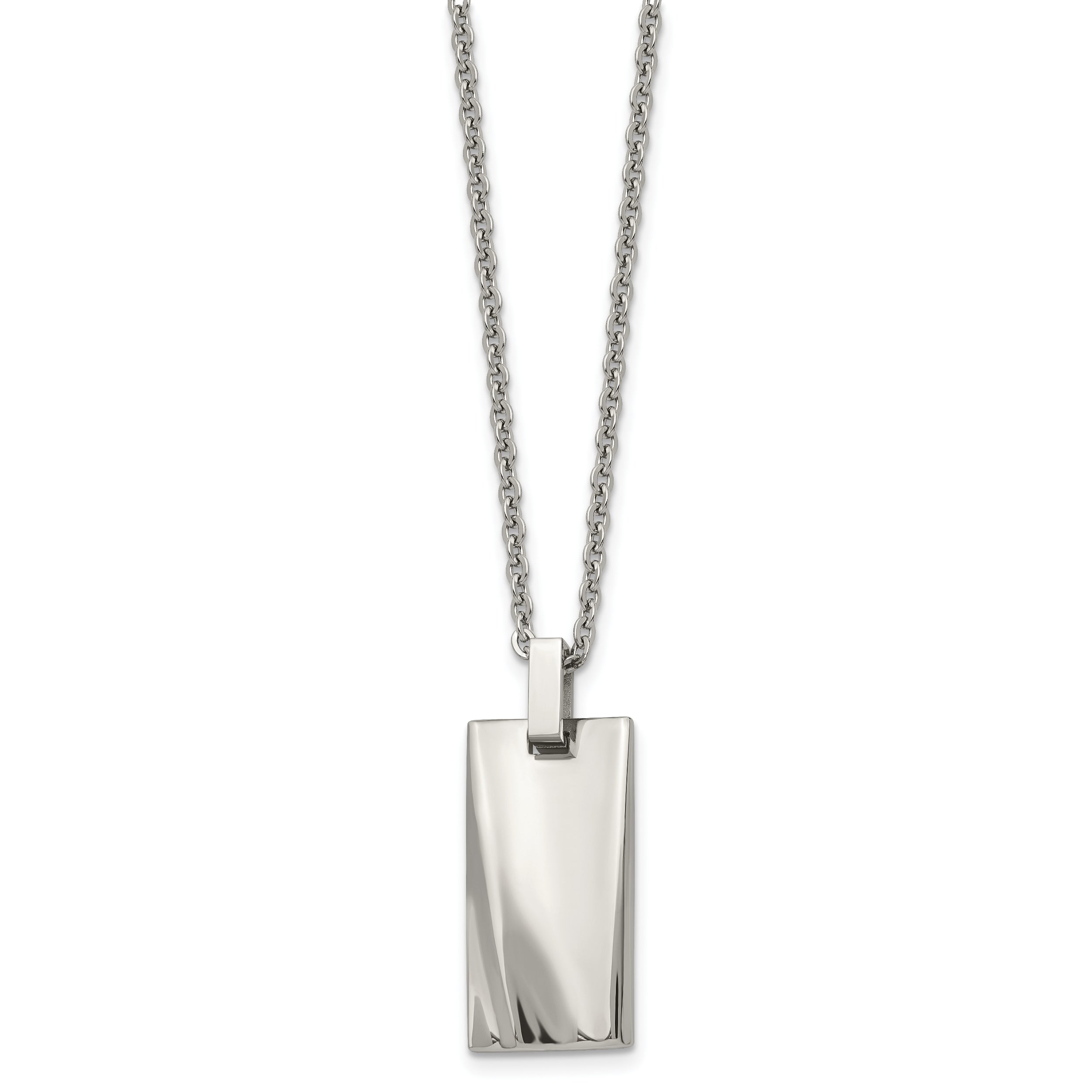 Sophia Jewelers Men's Polished Stainless Steel Concave Pendant Necklace