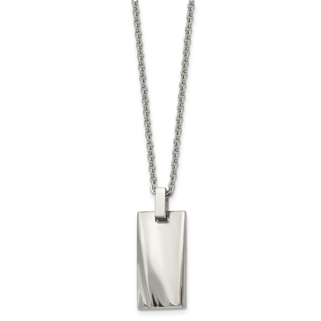 Sophia Jewelers Men's Polished Stainless Steel Concave Pendant Necklace