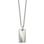 Sophia Jewelers Men's Polished Stainless Steel Concave Pendant Necklace