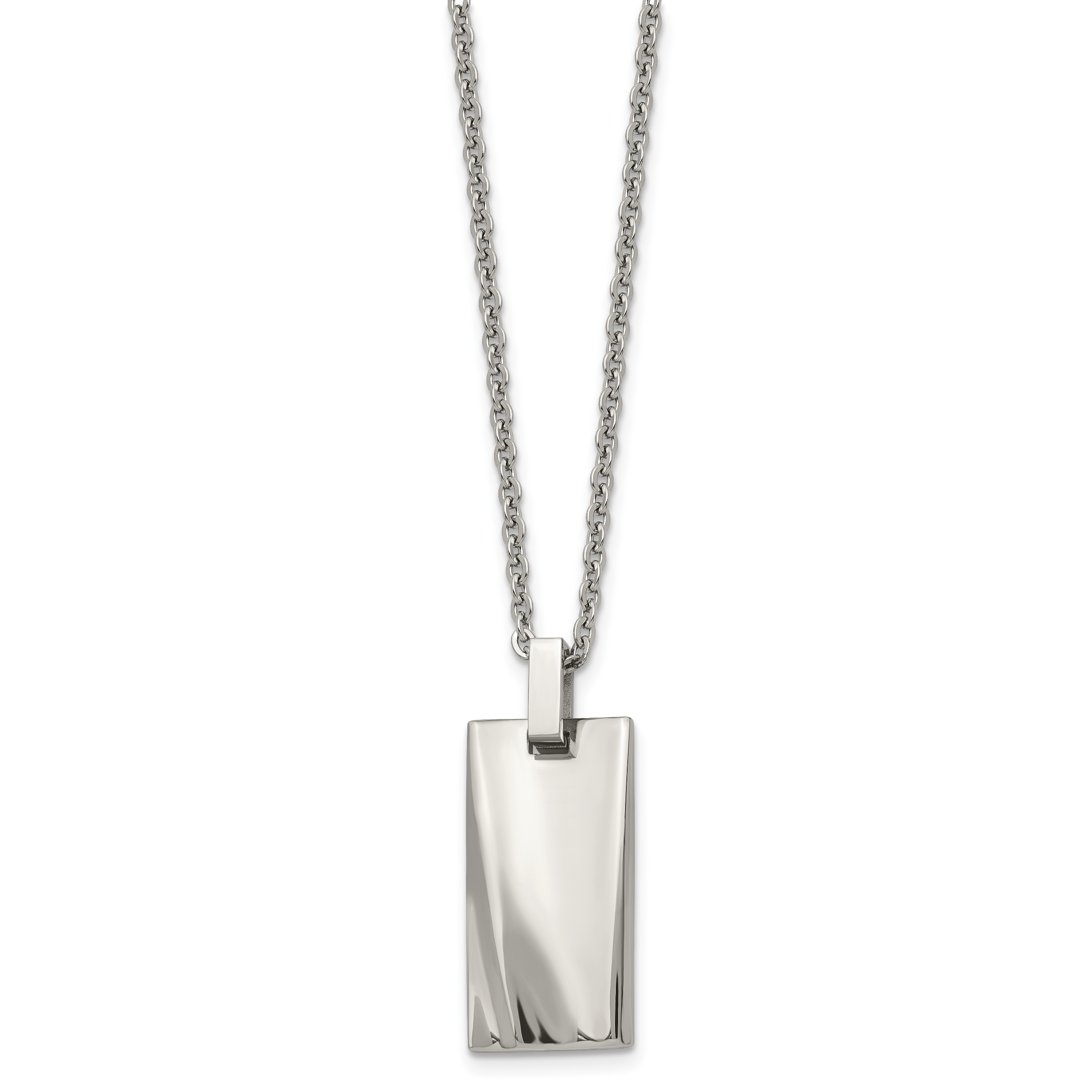 Sophia Jewelers Men's Polished Stainless Steel Concave Pendant Necklace
