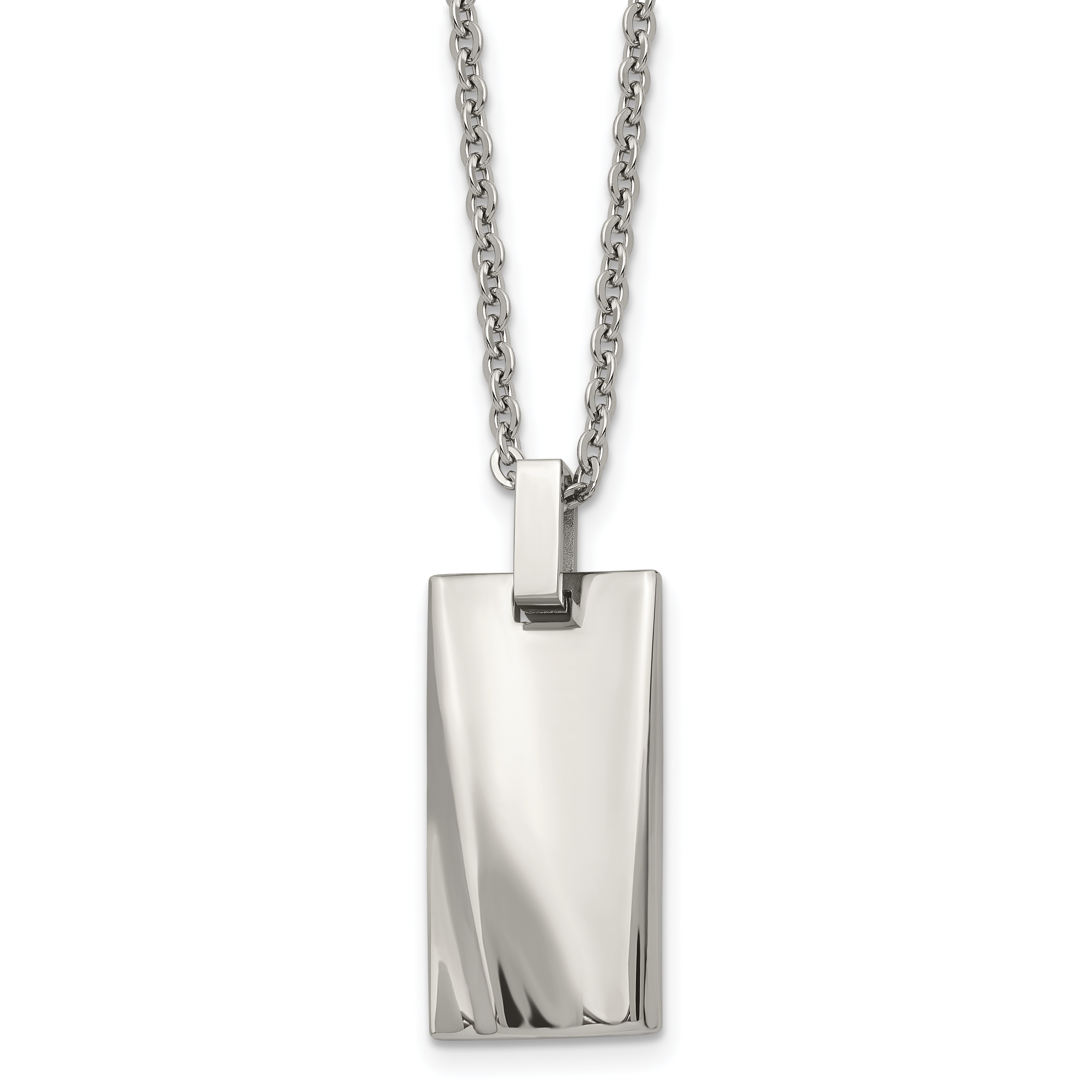 Stainless Steel 22in Polished Concave Rectangle Necklace Main image