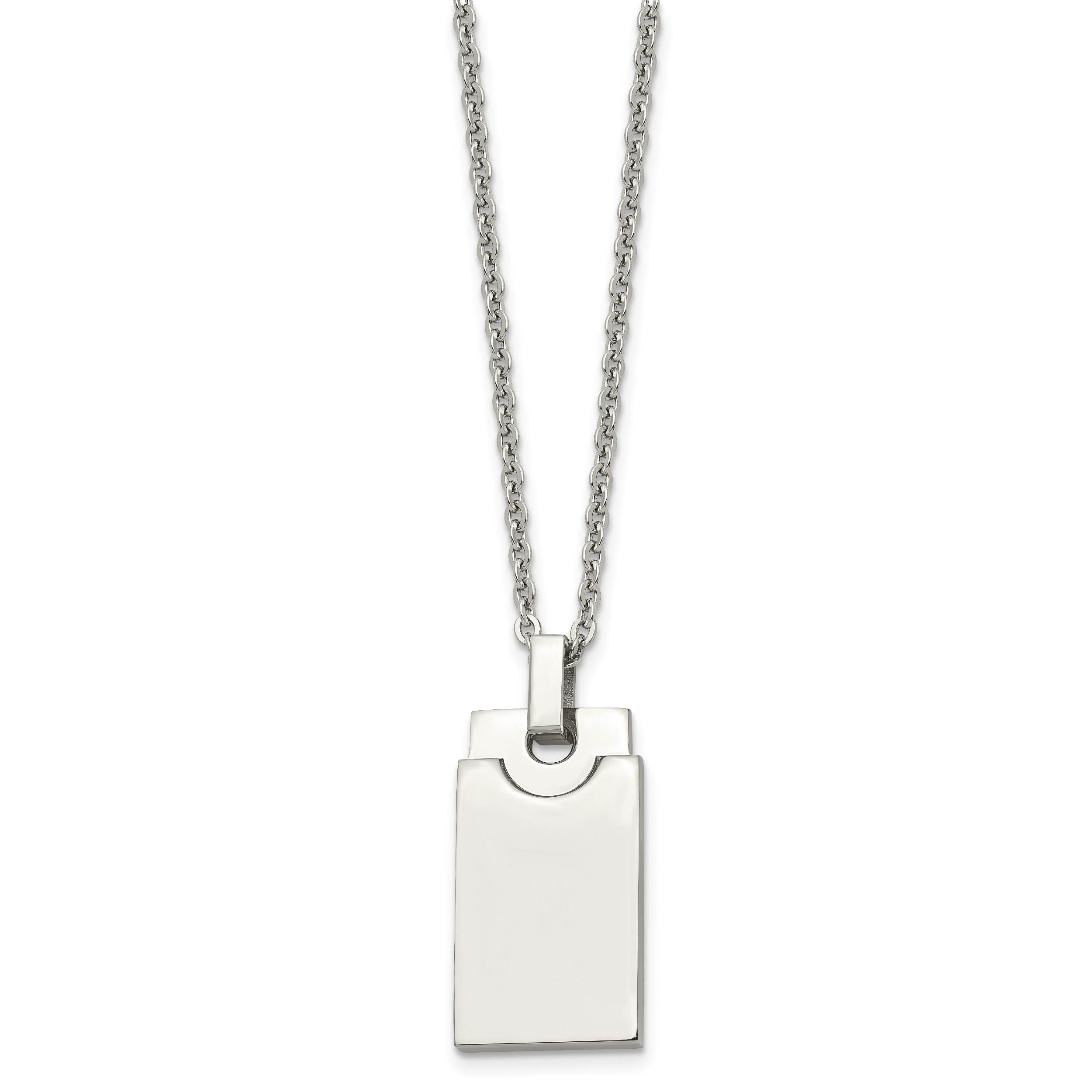Sophia Jewelers Men's Stainless Steel Polished Necklace with Engravable Pendant