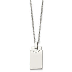 Sophia Jewelers Men's Stainless Steel Polished Necklace with Engravable Pendant