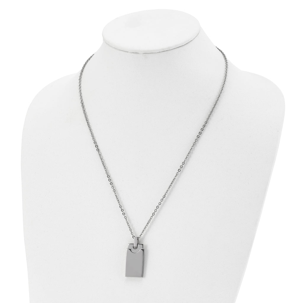 Sophia Jewelers Men's Stainless Steel Polished Necklace with Engravable Pendant