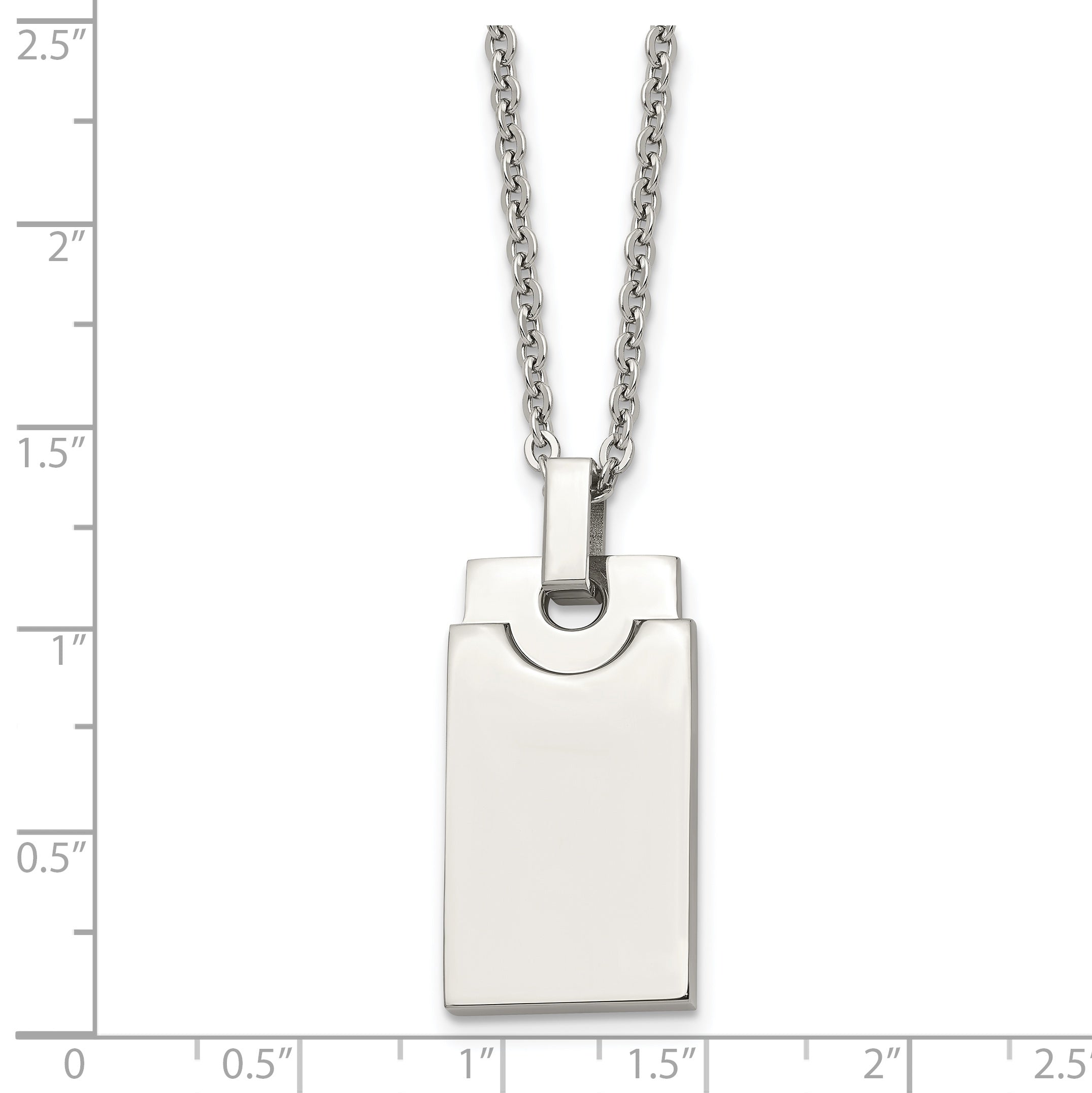 Sophia Jewelers Men's Stainless Steel Polished Necklace with Engravable Pendant