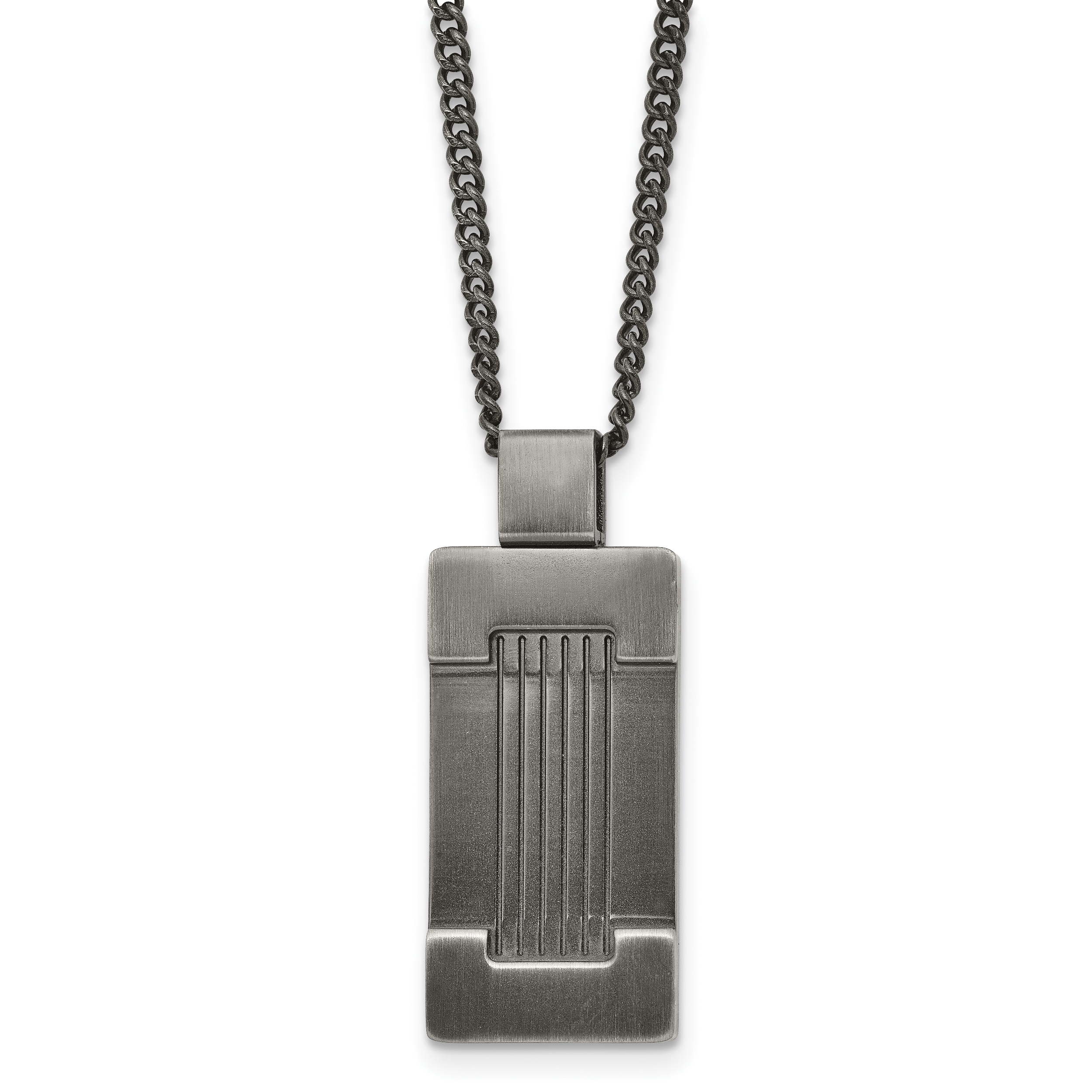 Stainless Steel Antiqued and Brushed Dog Tag 22in Necklace Main image