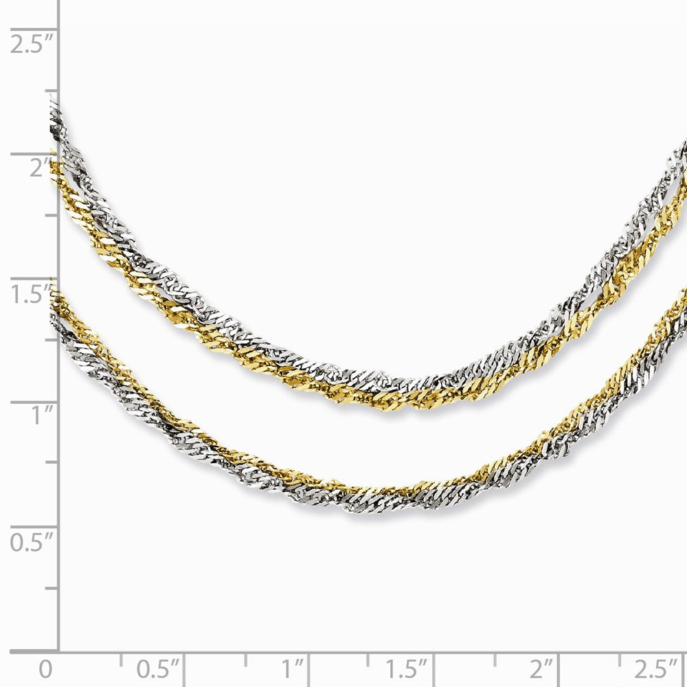 Stainless Steel Polished & Yellow IP-plated 17.5in Layered Necklace