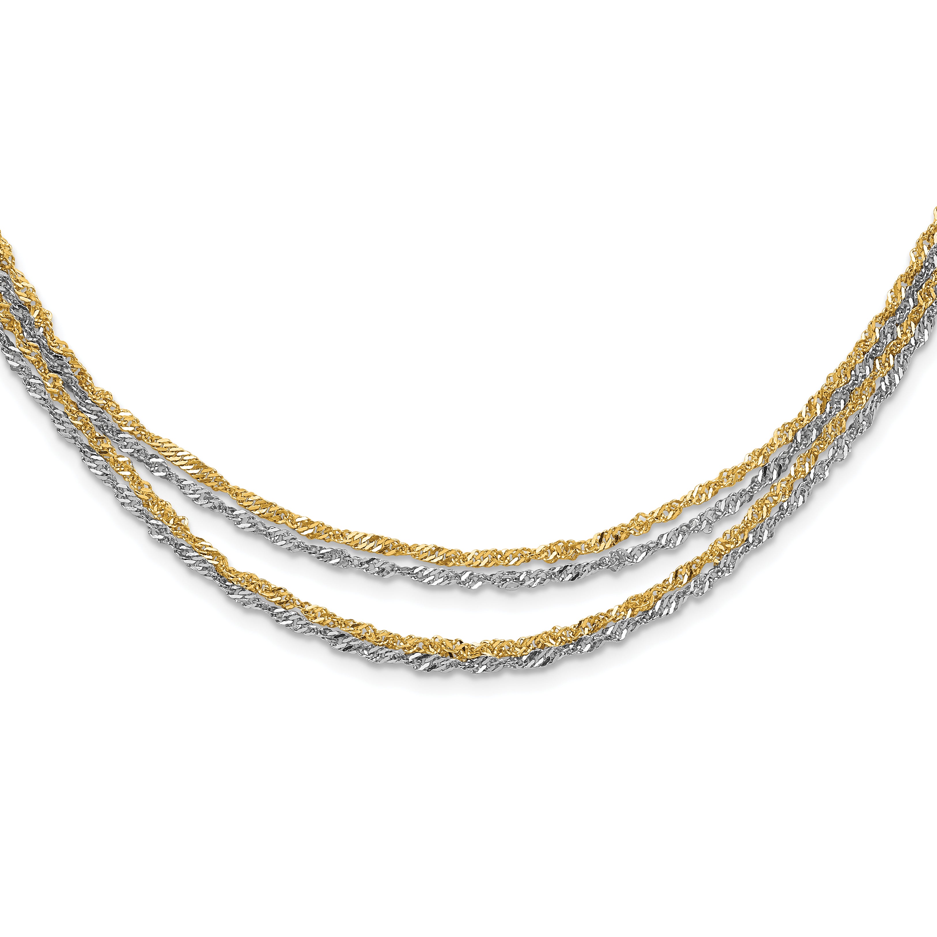 Stainless Steel Polished & Yellow IP-plated Layered w/ 2in ext Necklace Main image