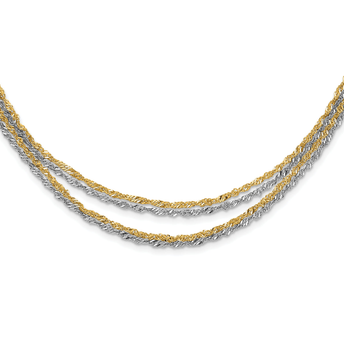 Stainless Steel Polished & Yellow IP-plated Layered w/ 2in ext Necklace