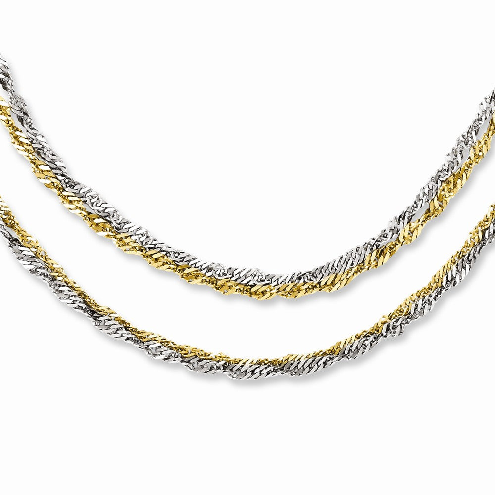 Stainless Steel Polished & Yellow IP-plated 17.5in Layered Necklace