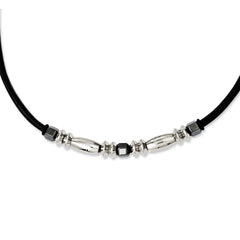 Sophia Jewelers Stainless Steel and Hematite Polished Fashion Necklace
