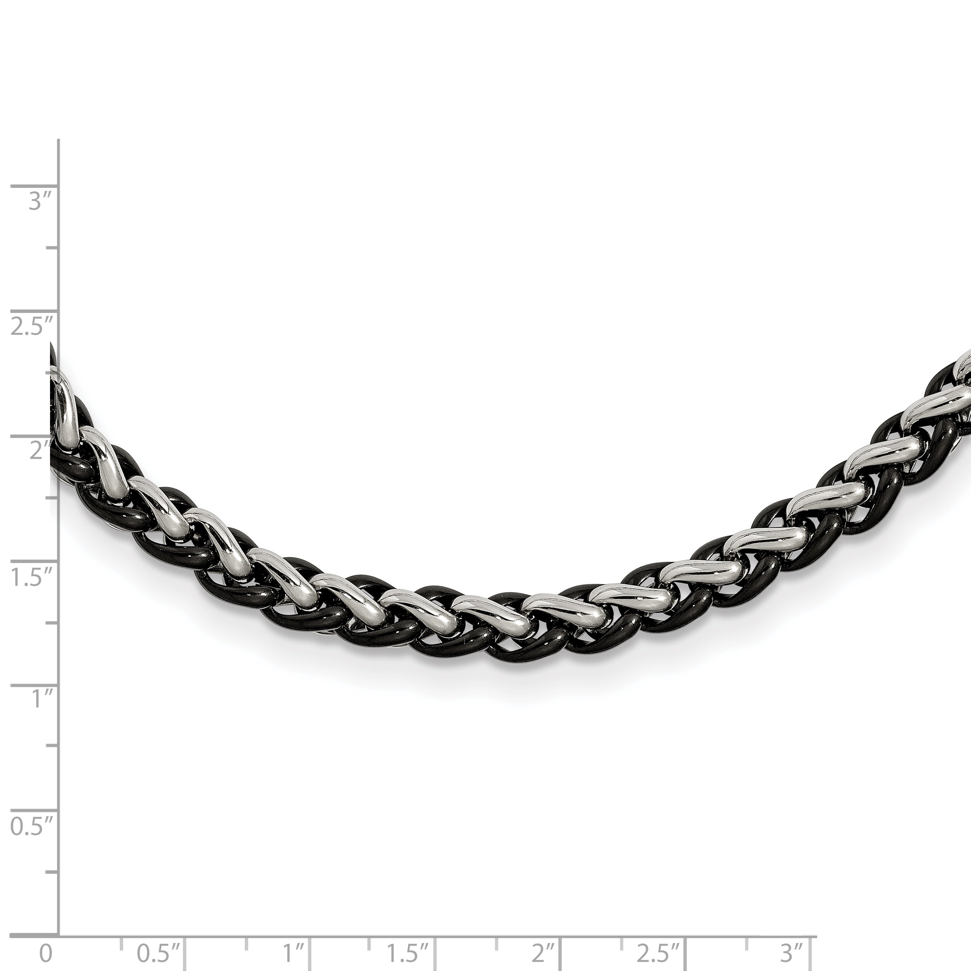 Sophia Jewelers Men's Polished Black IP-Plated Stainless Steel 24 Necklace