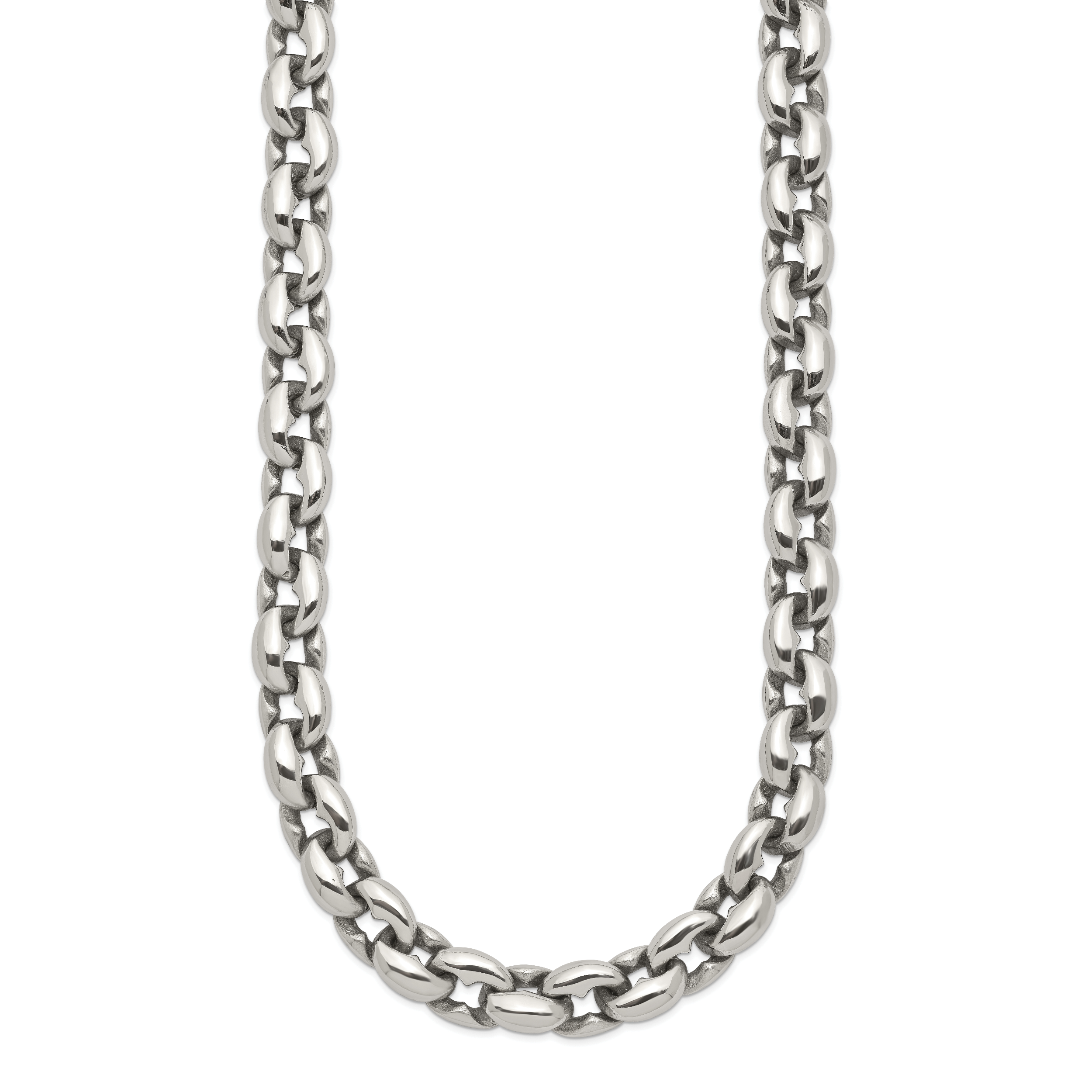 Sophia Jewelers Men's Polished Stainless Steel 24 Oval Link Necklace Secondary image