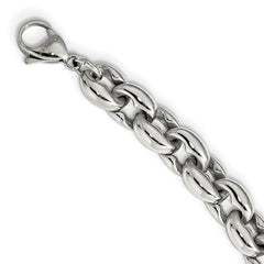 Sophia Jewelers Men's Polished Stainless Steel 24 Oval Link Necklace