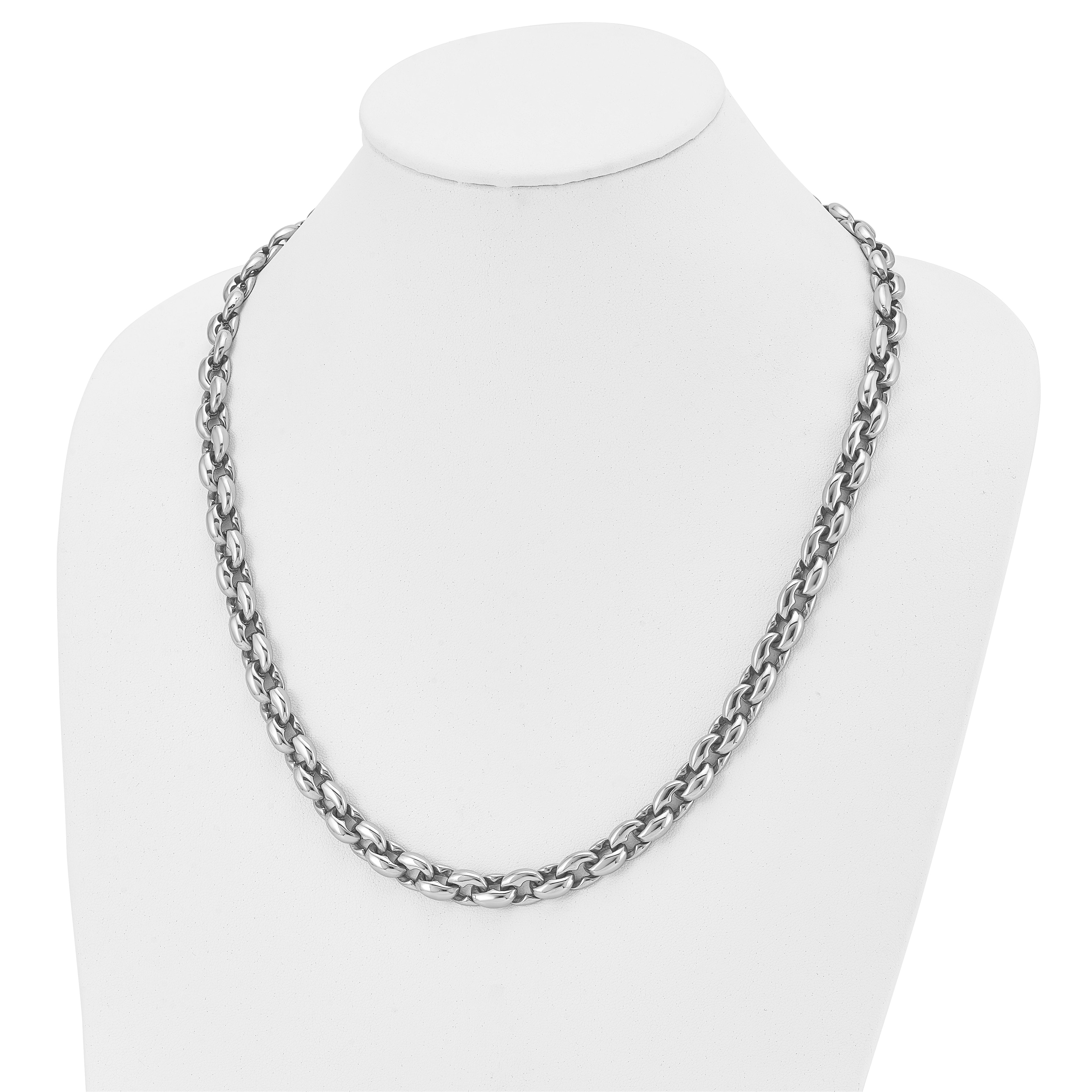 Sophia Jewelers Men's Polished Stainless Steel 24 Oval Link Necklace