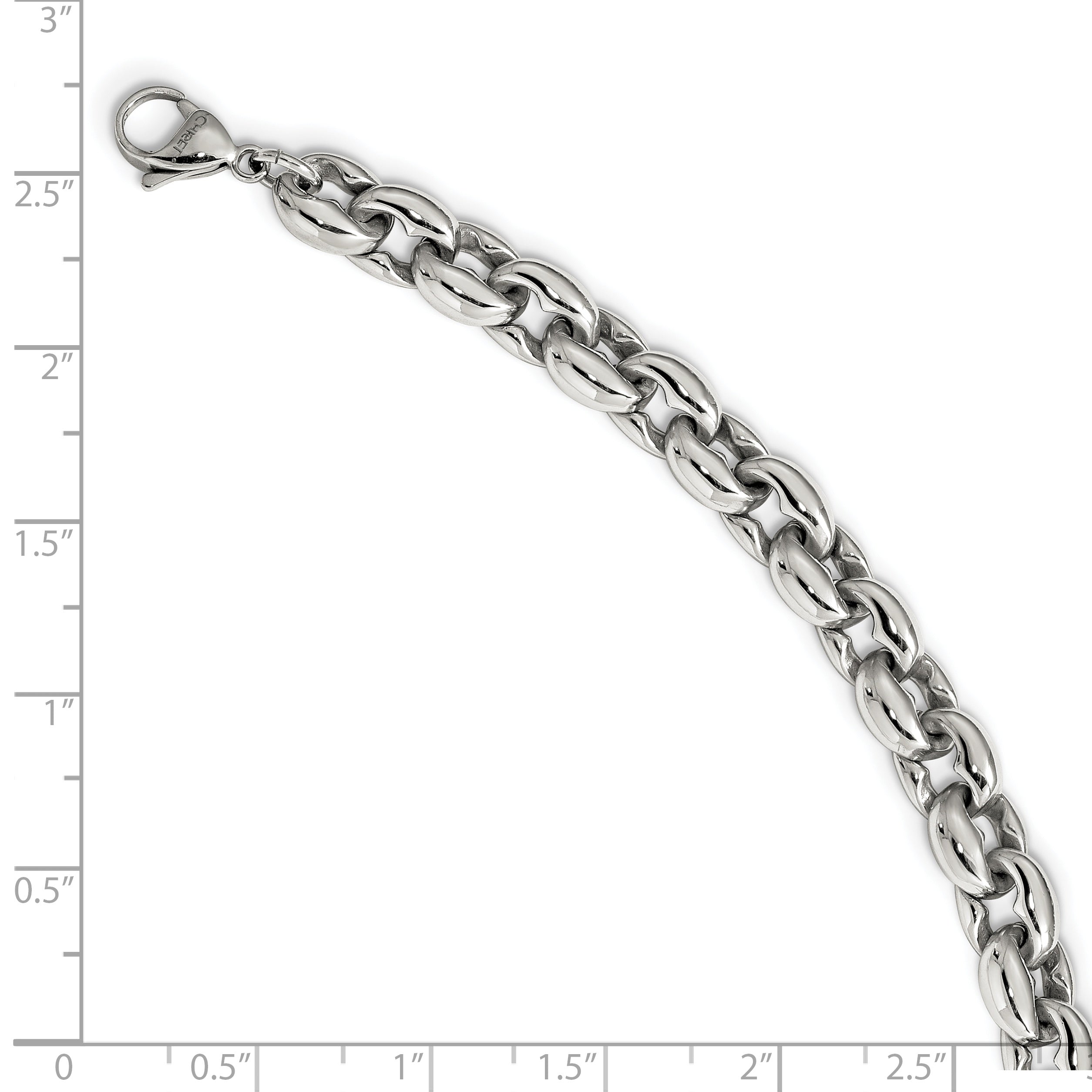 Sophia Jewelers Men's Polished Stainless Steel 24 Oval Link Necklace