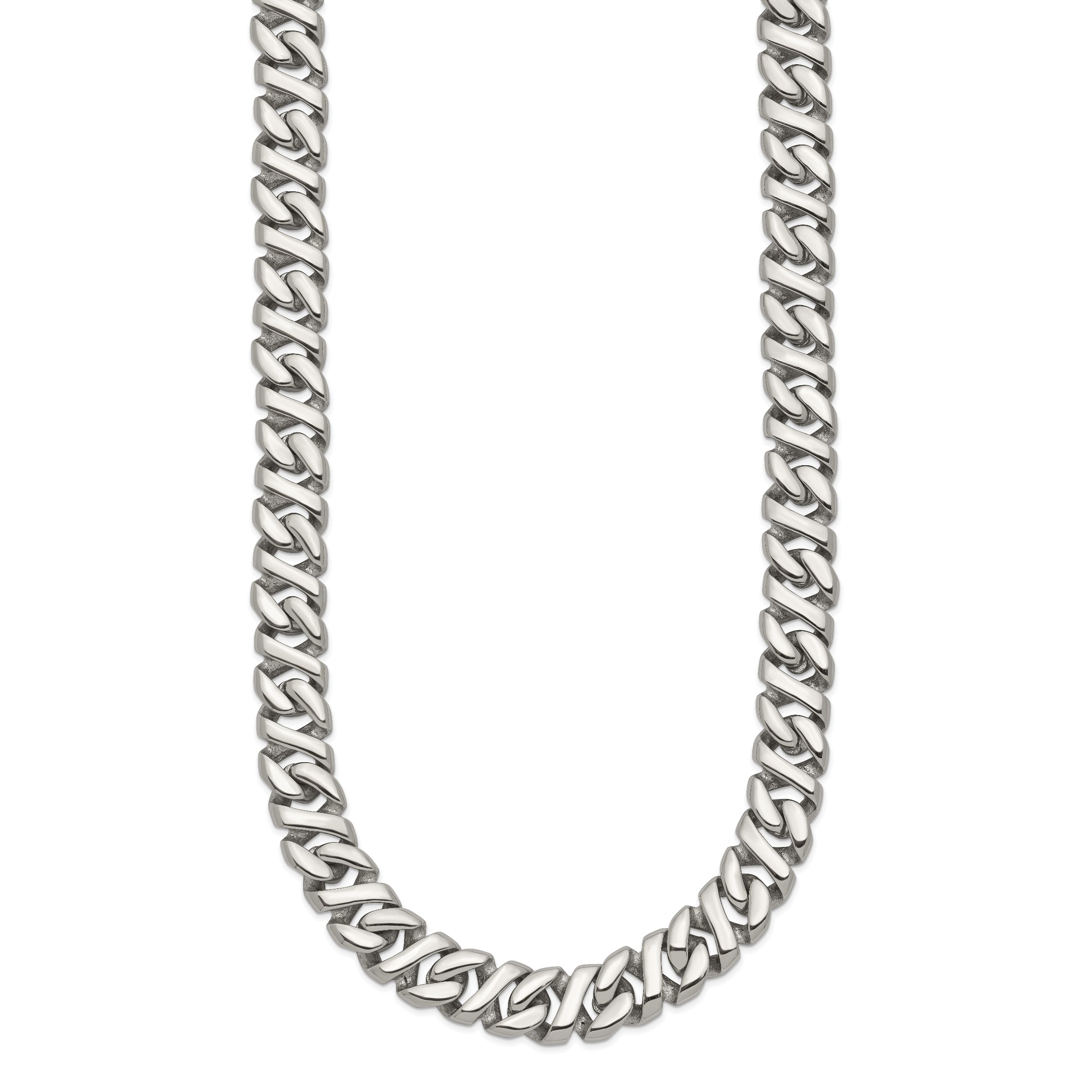 Sophia Jewelers Men's Polished Stainless Steel 24 Curb Chain Necklace
