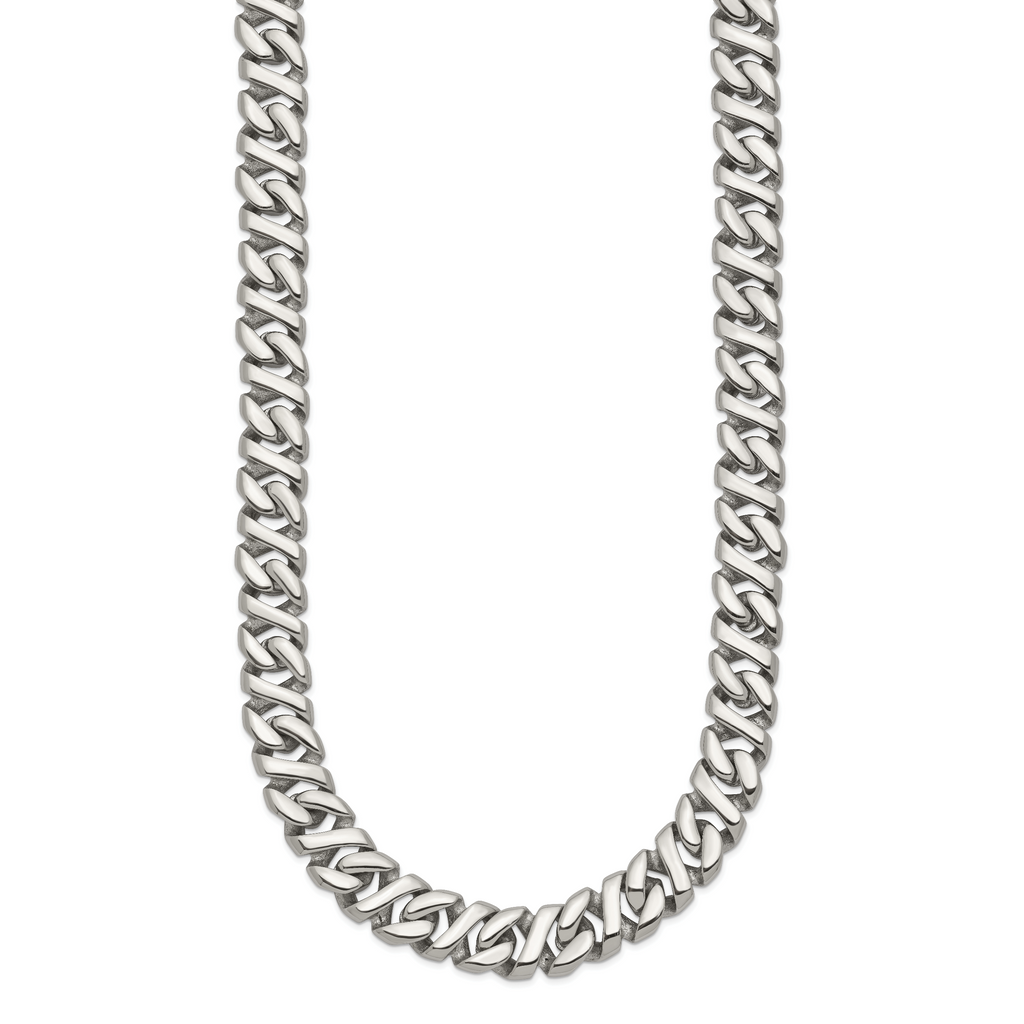 Sophia Jewelers Men's Polished Stainless Steel 24 Curb Chain Necklace