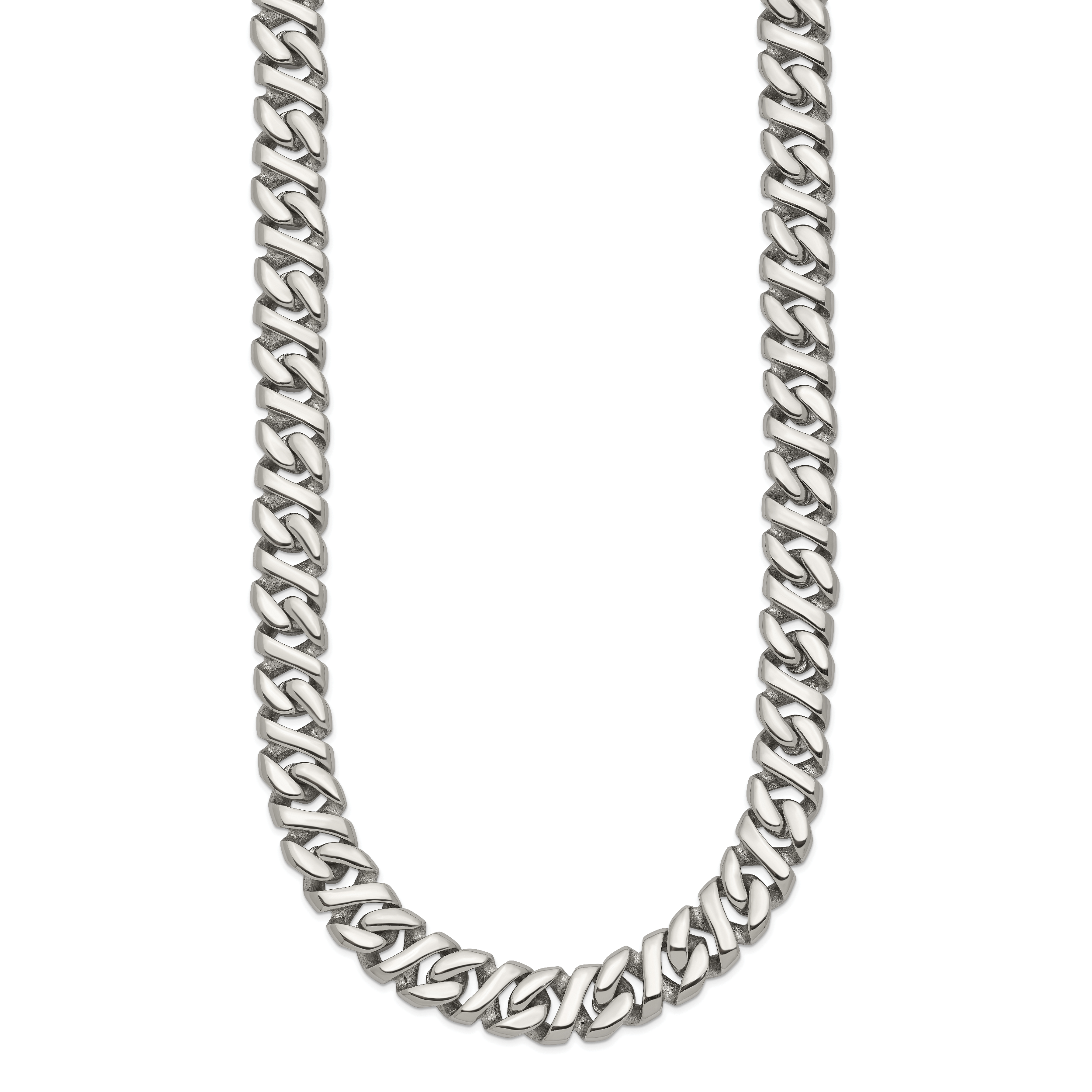 Sophia Jewelers Men's Polished Stainless Steel 24 Curb Chain Necklace