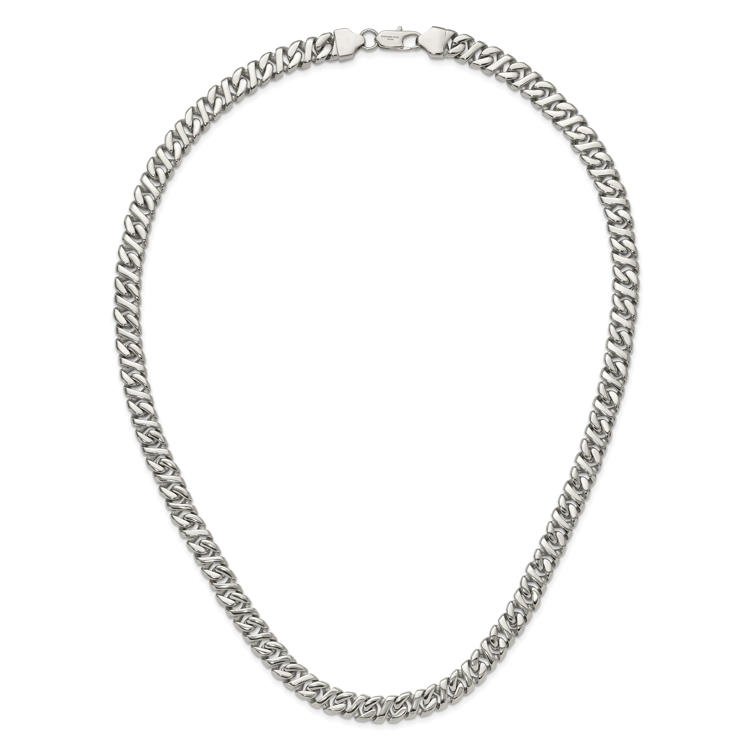 Sophia Jewelers Men's Polished Stainless Steel 24 Curb Chain Necklace
