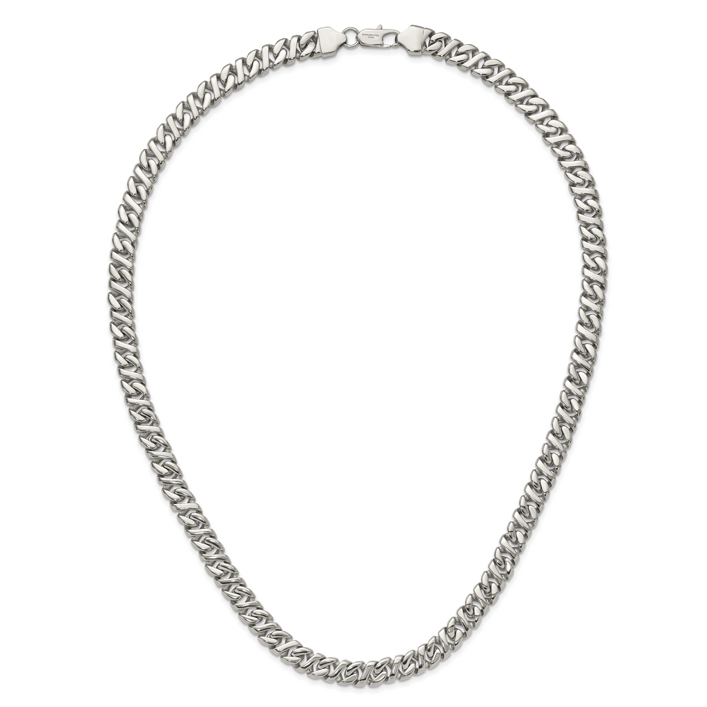Sophia Jewelers Men's Polished Stainless Steel 24 Curb Chain Necklace