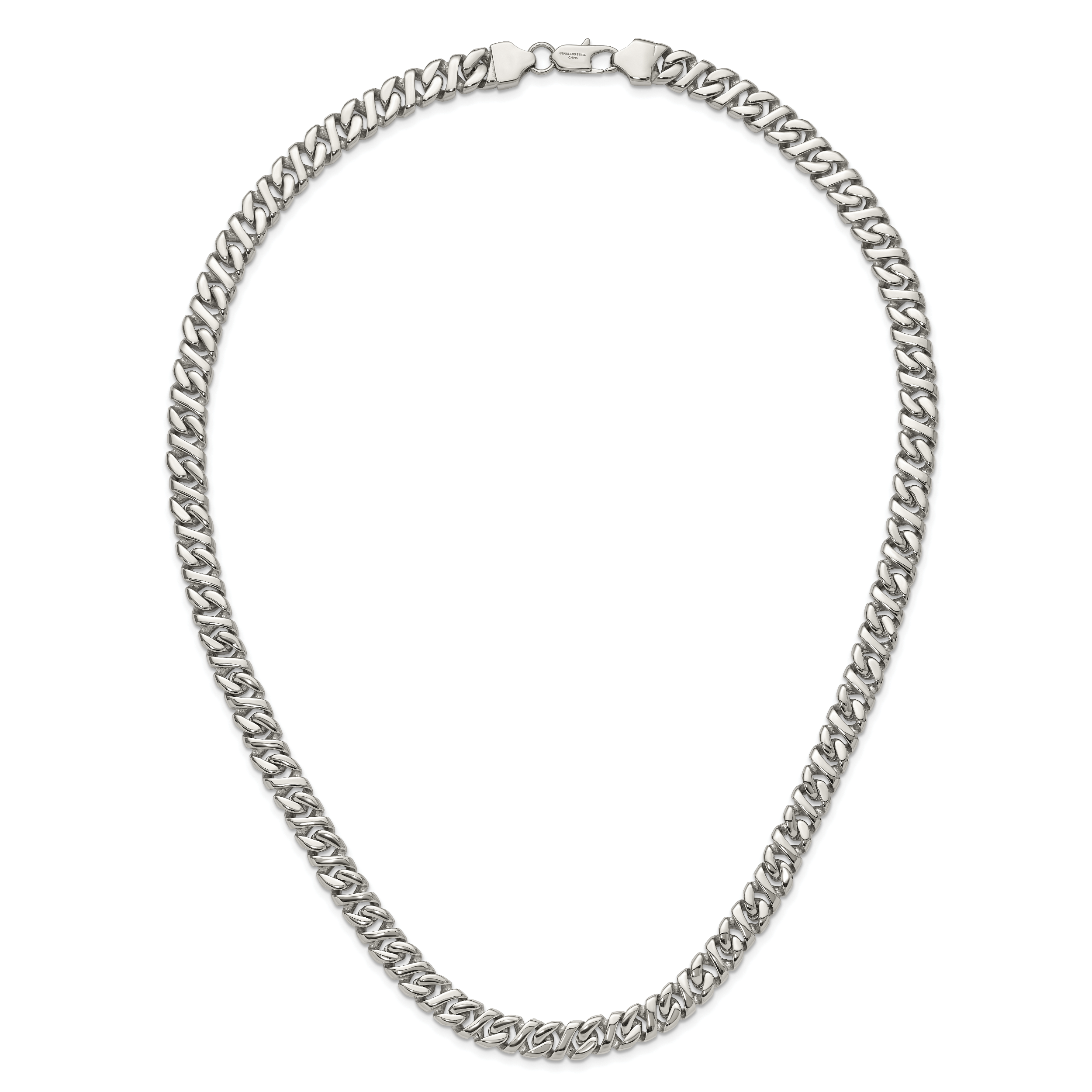 Sophia Jewelers Men's Polished Stainless Steel 24 Curb Chain Necklace
