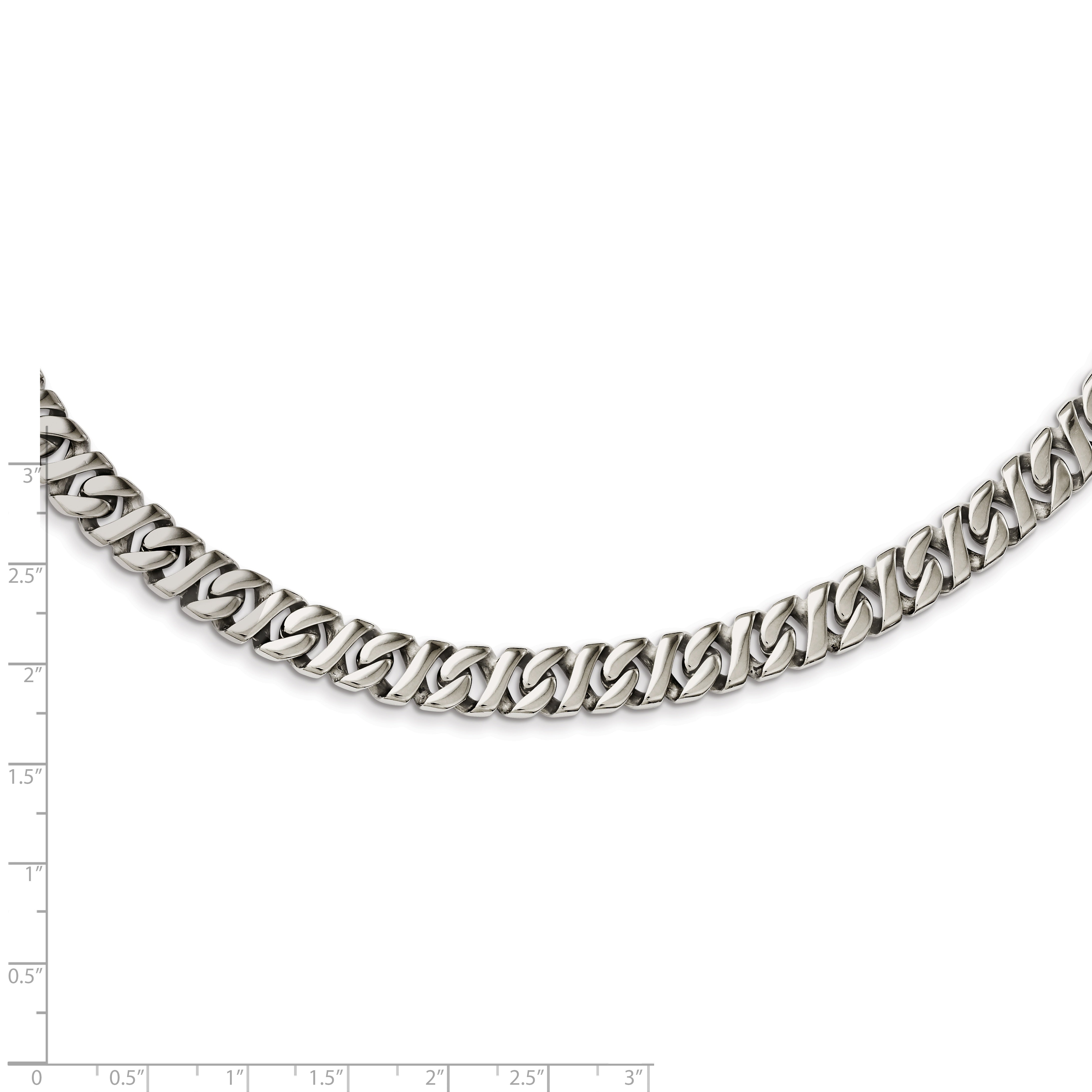 Sophia Jewelers Men's Polished Stainless Steel 24 Curb Chain Necklace