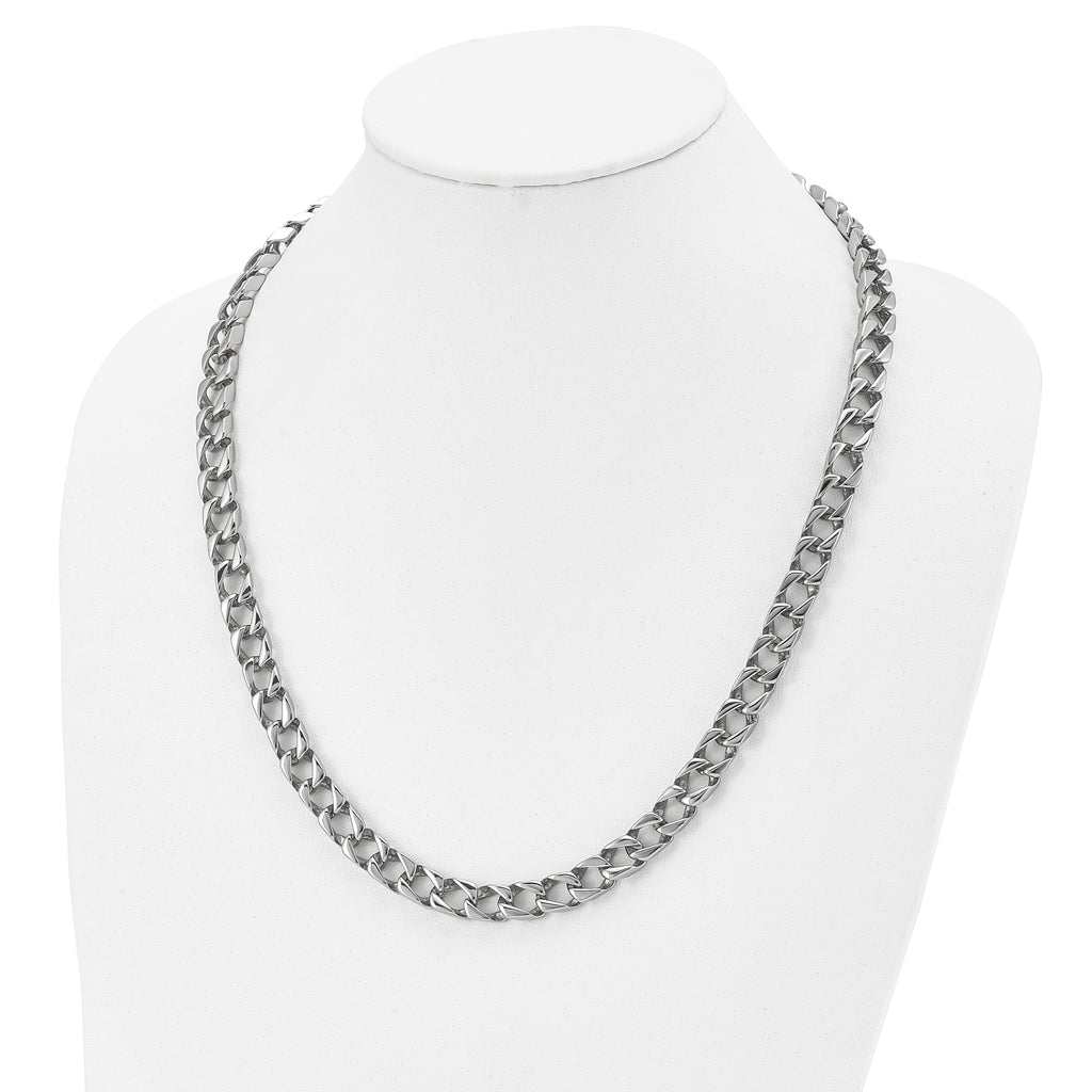 Sophia Jewelers Men's Polished Stainless Steel Curb Chain Necklace 24 Elegant Gift-Ready