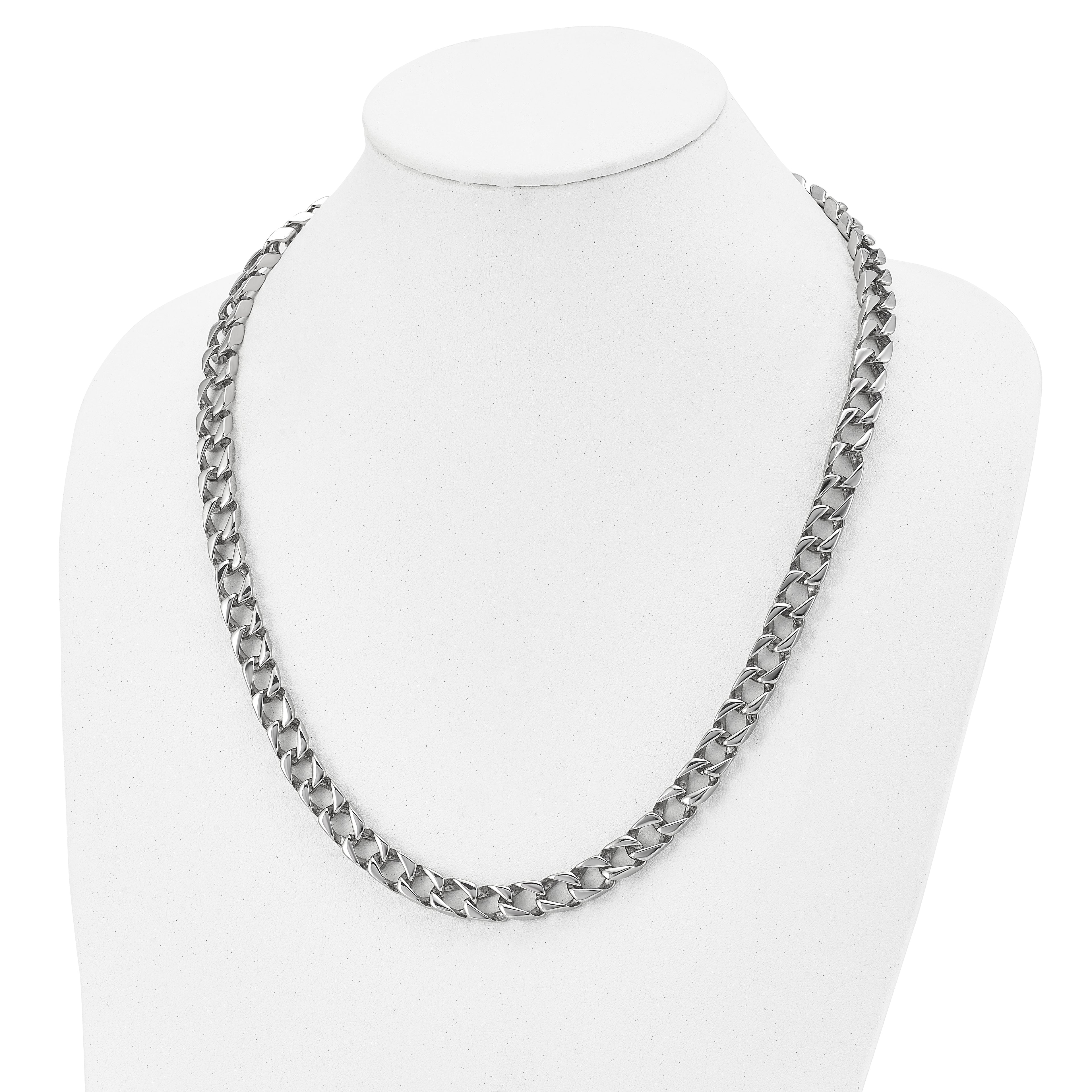 Sophia Jewelers Men's Polished Stainless Steel Curb Chain Necklace 24 Elegant Gift-Ready