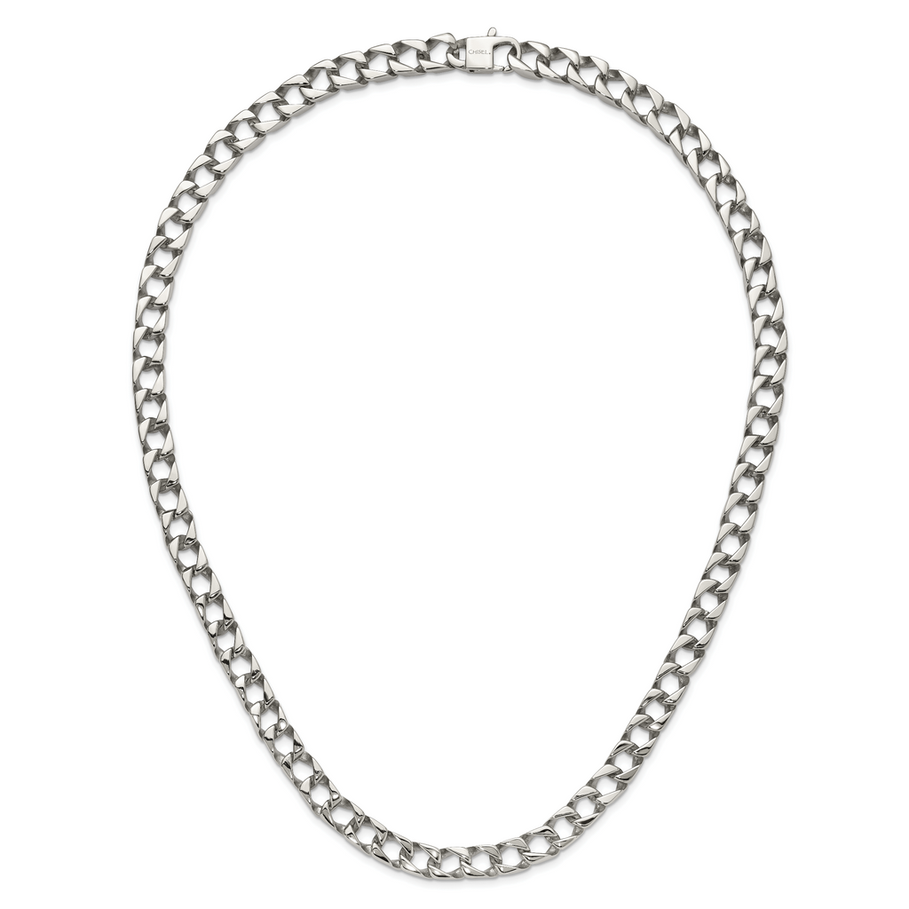 Sophia Jewelers Men's Polished Stainless Steel Curb Chain Necklace 24 Elegant Gift-Ready
