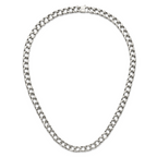Sophia Jewelers Men's Polished Stainless Steel Curb Chain Necklace 24 Elegant Gift-Ready