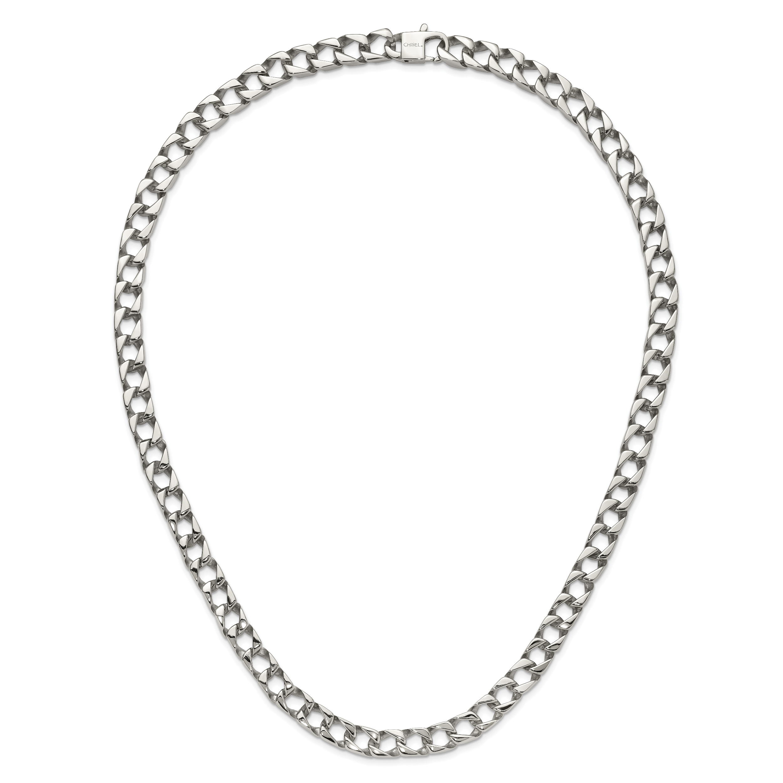 Sophia Jewelers Men's Polished Stainless Steel Curb Chain Necklace 24 Elegant Gift-Ready
