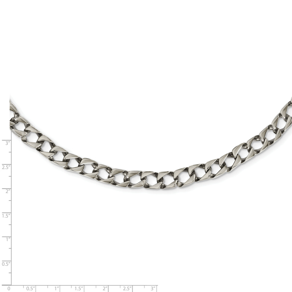 Sophia Jewelers Men's Polished Stainless Steel Curb Chain Necklace 24 Elegant Gift-Ready