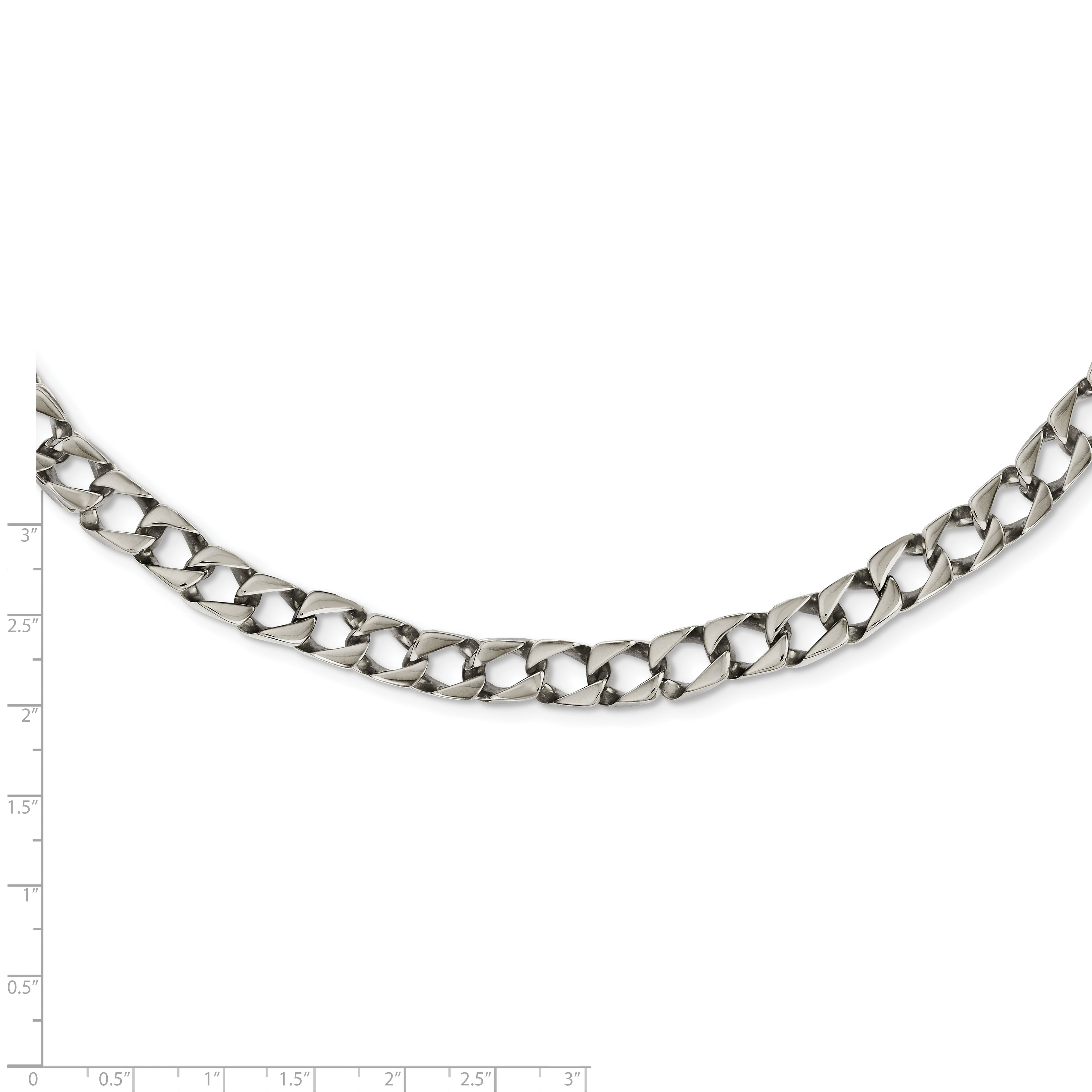 Sophia Jewelers Men's Polished Stainless Steel Curb Chain Necklace 24 Elegant Gift-Ready