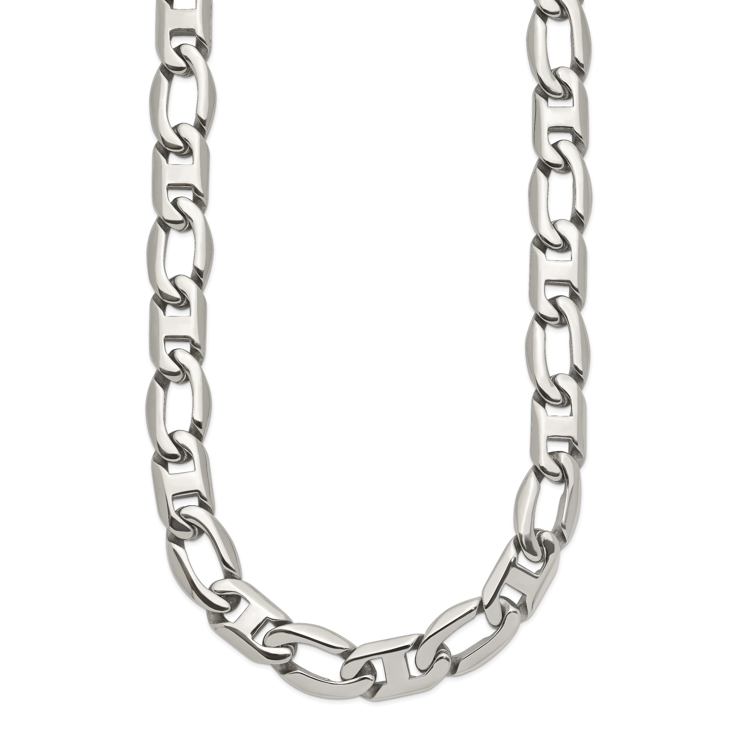 Sophia Jewelers Men's Polished Stainless Steel Necklace Gift Ready 24 Inch
