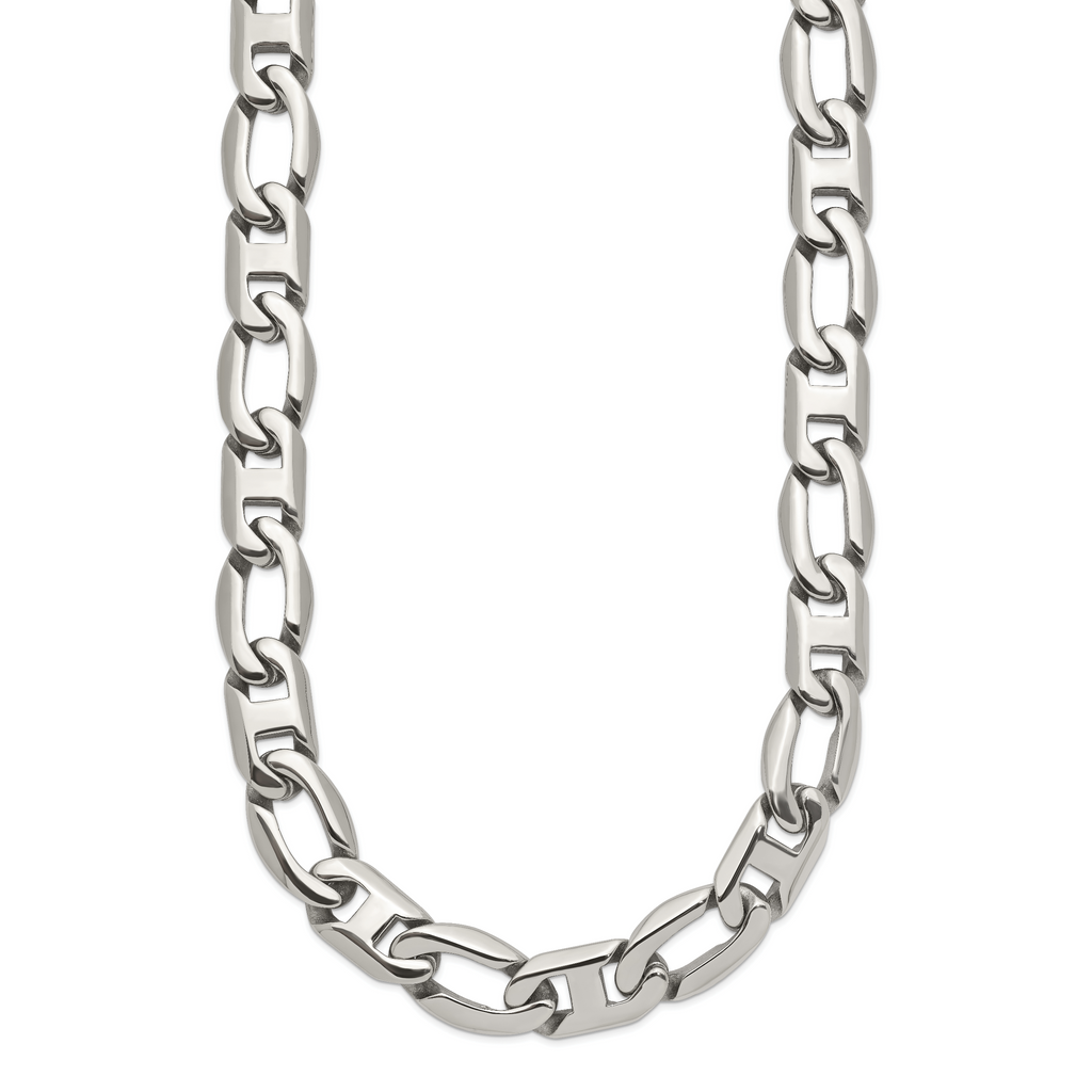 Sophia Jewelers Men's Polished Stainless Steel Necklace Gift Ready 24 Inch